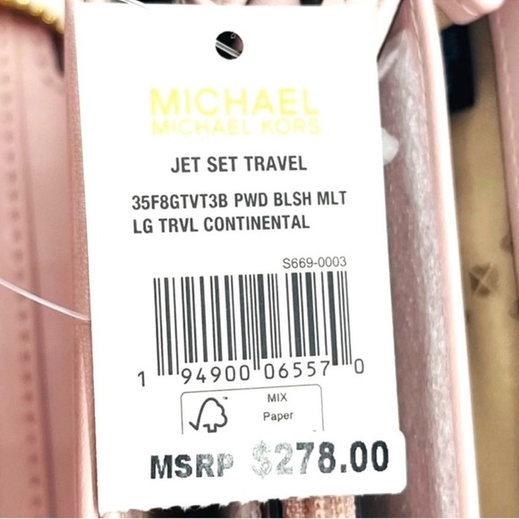 Michael Kors Large Continental Wallet Wristlet Vanilla/Light Pink - Picture 7 of 7